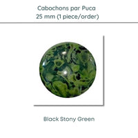 Cabochons par Puca, 25mm, Black Stony Collection, 10 Colors - The Argus Collection
