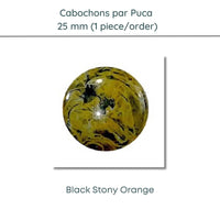 Cabochons par Puca, 25mm, Black Stony Collection, 10 Colors - The Argus Collection