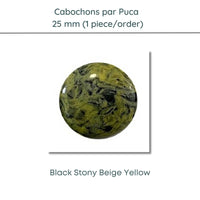 Cabochons par Puca, 25mm, Black Stony Collection, 10 Colors - The Argus Collection