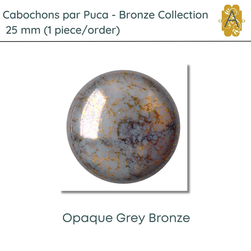 Cabochons par Puca, 25mm, Bronze Coating Collection, 11 Colors - The Argus Collection