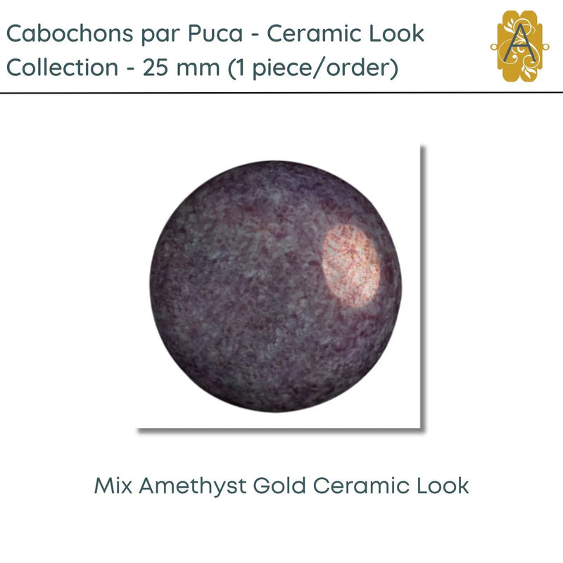 Cabochons par Puca, 25mm, Ceramic Collection, 8 Colors - The Argus Collection