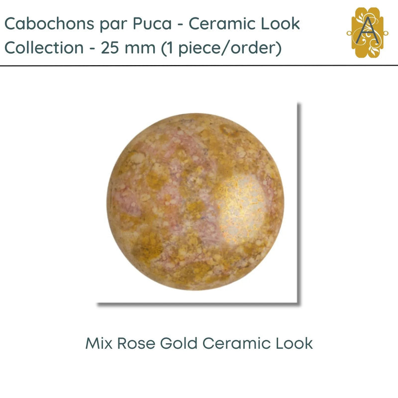 Cabochons par Puca, 25mm, Ceramic Collection, 8 Colors - The Argus Collection