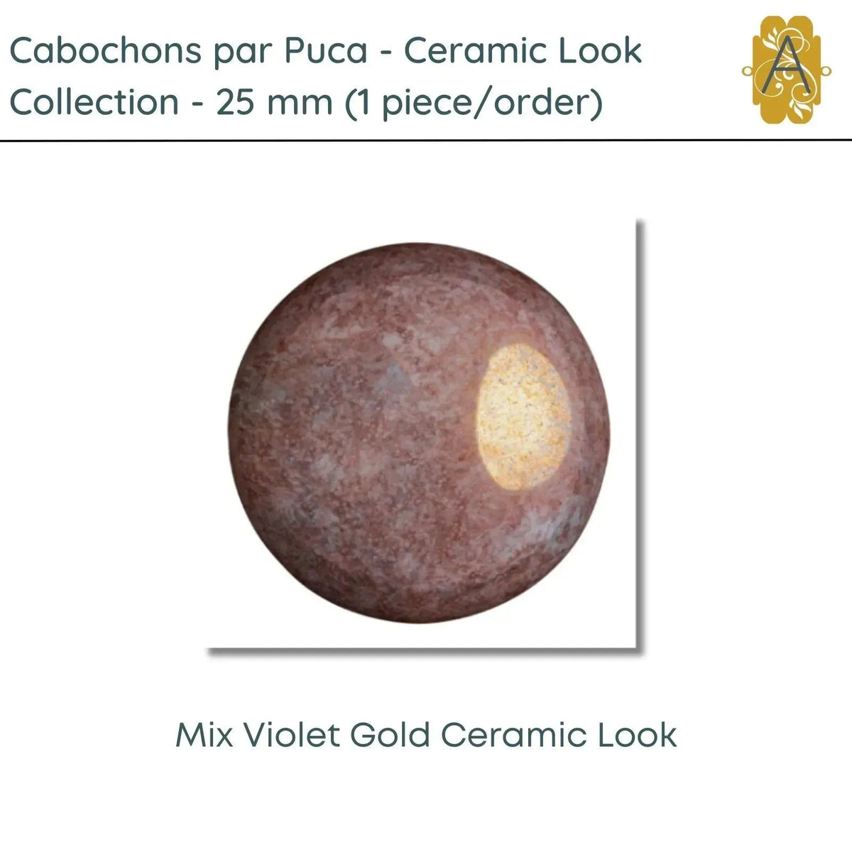 Cabochons par Puca, 25mm, Ceramic Collection, 8 Colors - The Argus Collection