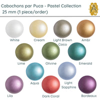 Cabochons par Puca, 25mm, Pastel Collection, 12 Colors