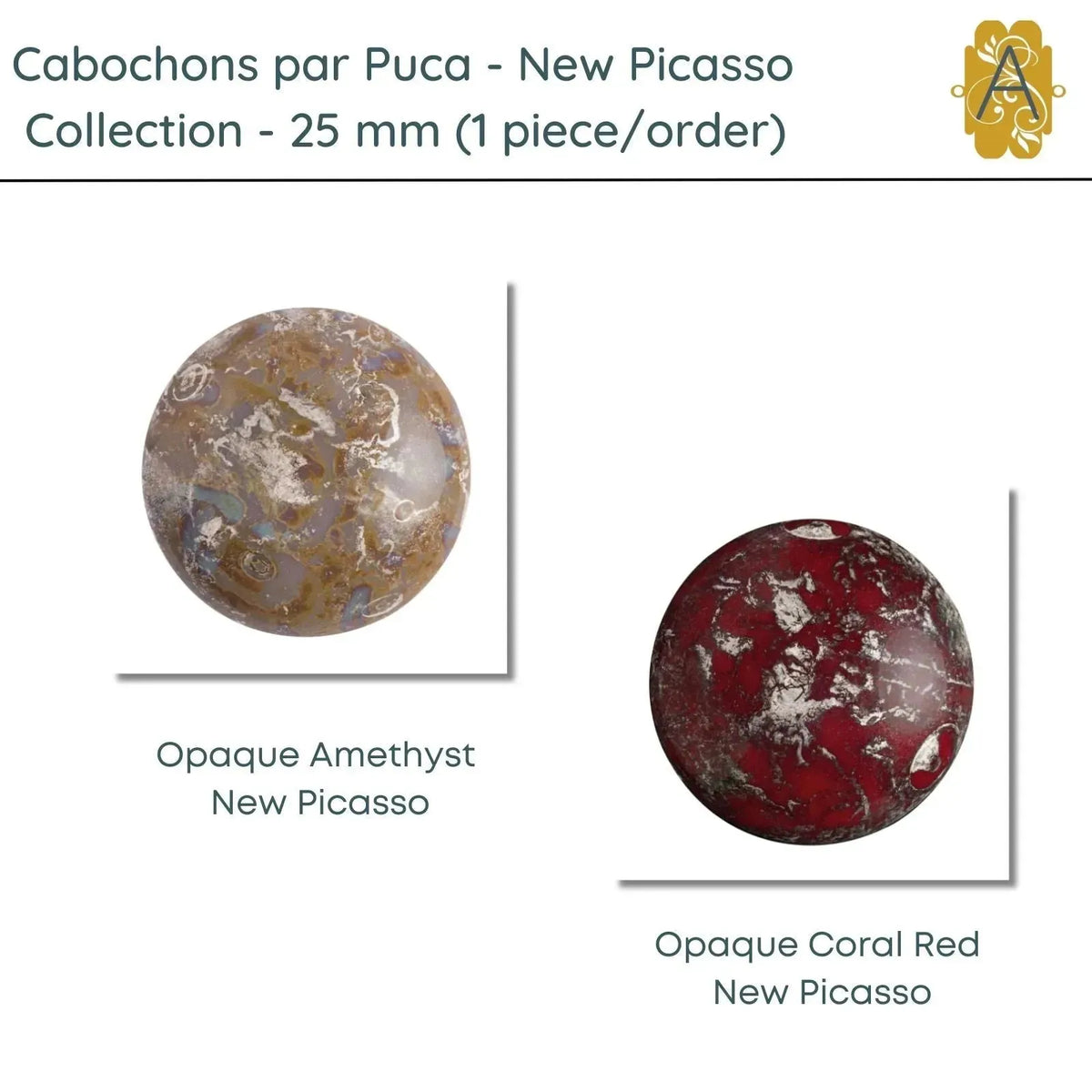 Cabochons par Puca, 25mm, New Picasso Collection - The Argus Collection