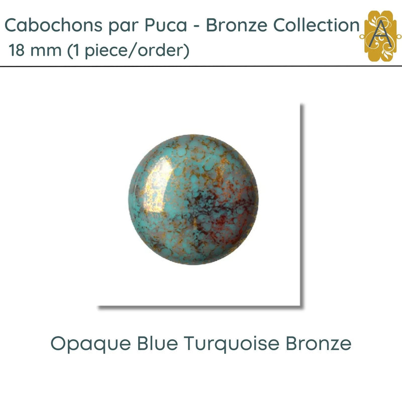 Cabochon par Puca, 18mm, Bronze Collection, 6 Colors - The Argus Collection