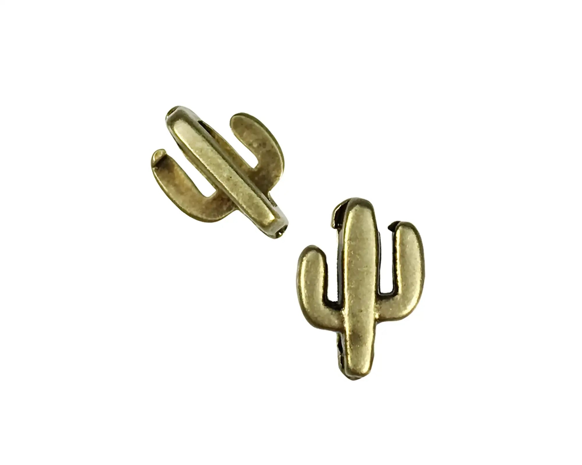 Cactus Sliders for Leather or Cork, 5mm - Cactus Sliders for Leather or Cork, 5mm - Antique Brass / 2 Pieces , The Argus Collection