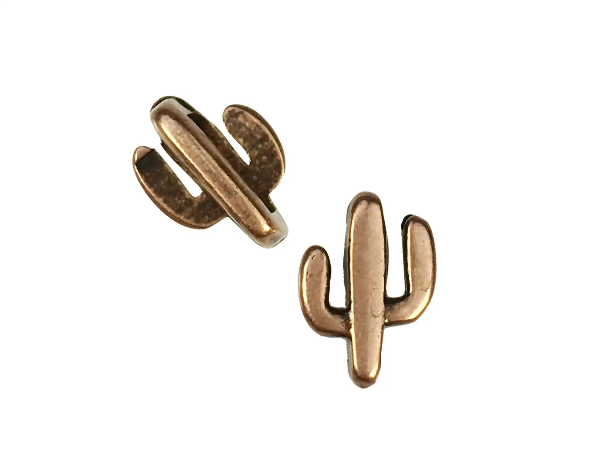 Cactus Sliders for Leather or Cork, 5mm - Cactus Sliders for Leather or Cork, 5mm - Antique Copper / 2 Pieces , The Argus Collection
