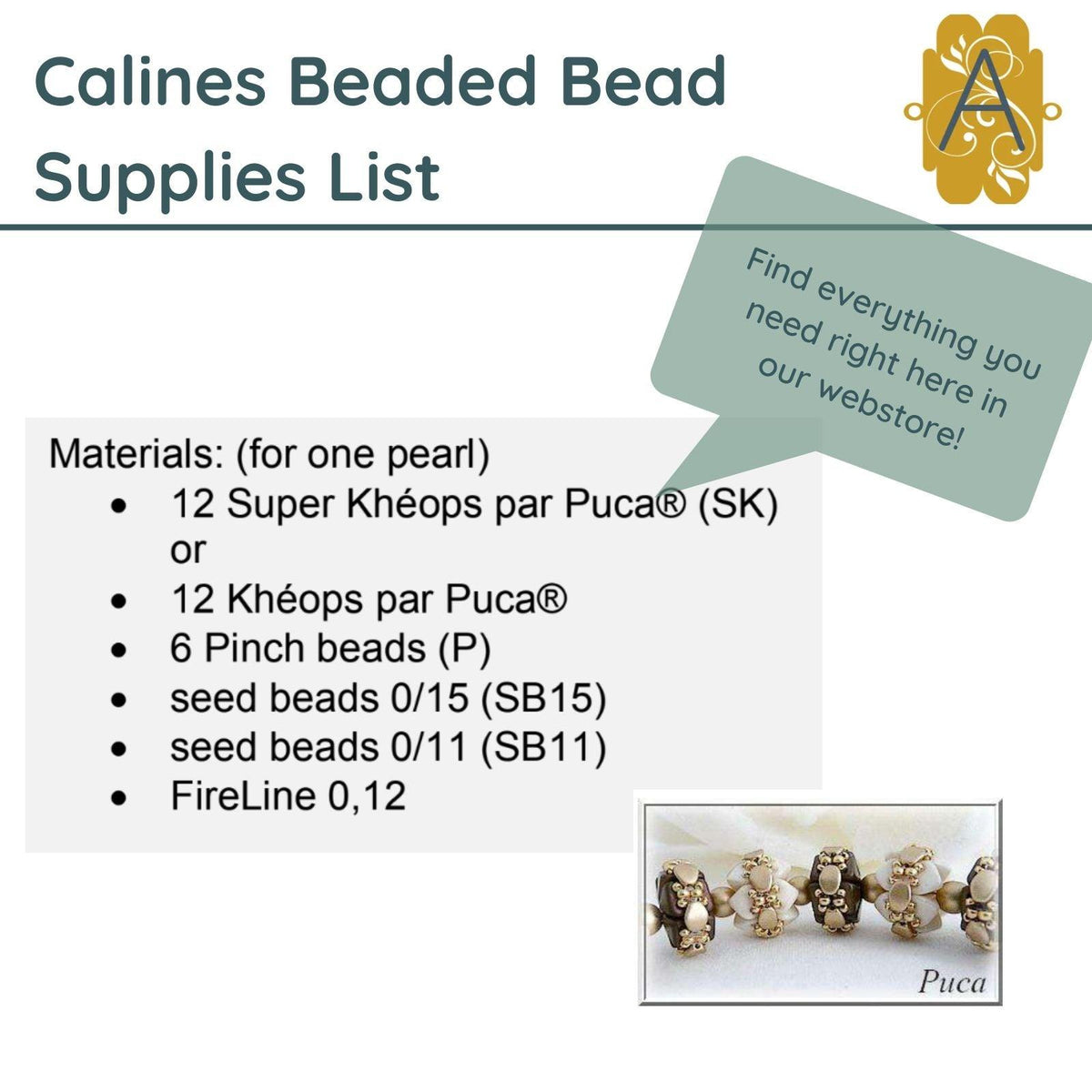 Calines Beaded Beads Pattern par Puca - The Argus Collection