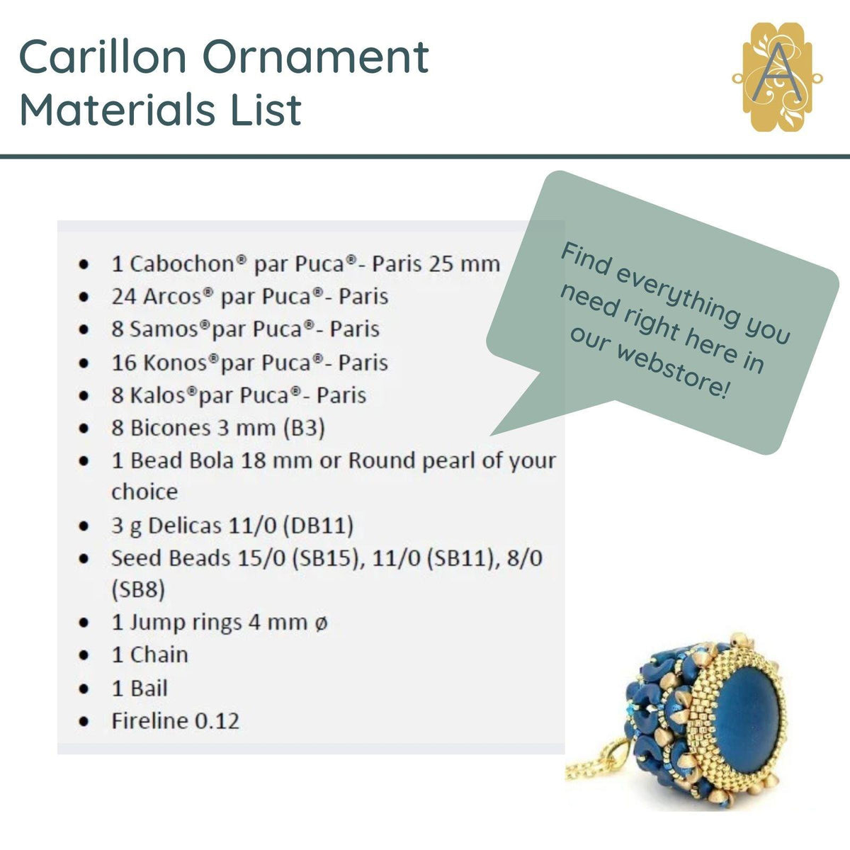 Carillon Ornament or Pendant Kit - The Argus Collection