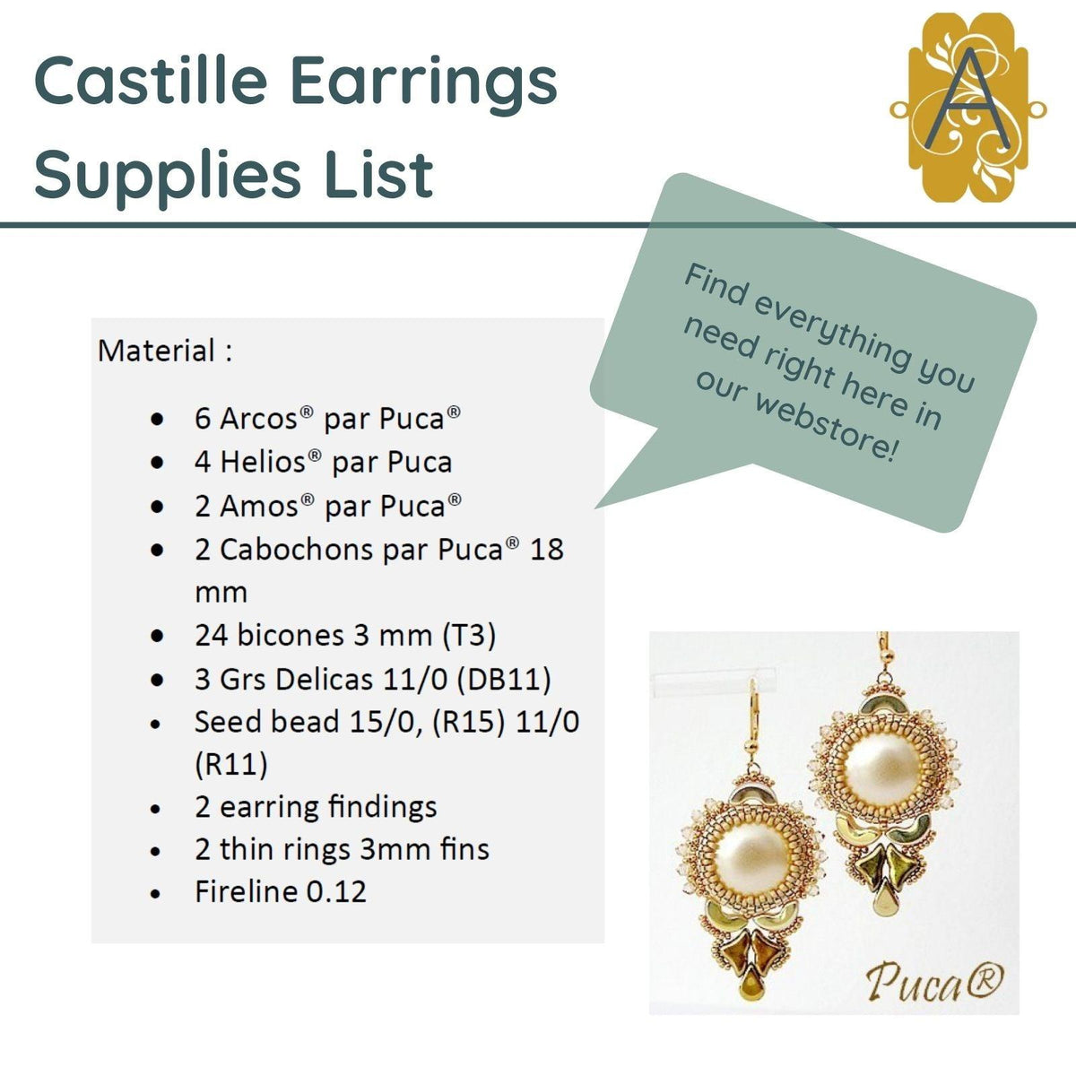 Castille Earrings Pattern Par Puca - The Argus Collection