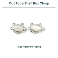 Cat Face Shell Box Clasp, Real Platinum Plate, 1 Piece - The Argus Collection