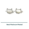 Cat Face Shell Box Clasp, Real Platinum Plate, 1 Piece - The Argus Collection
