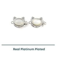 Cat Face Shell Box Clasp, Real Platinum Plate, 1 Piece - The Argus Collection