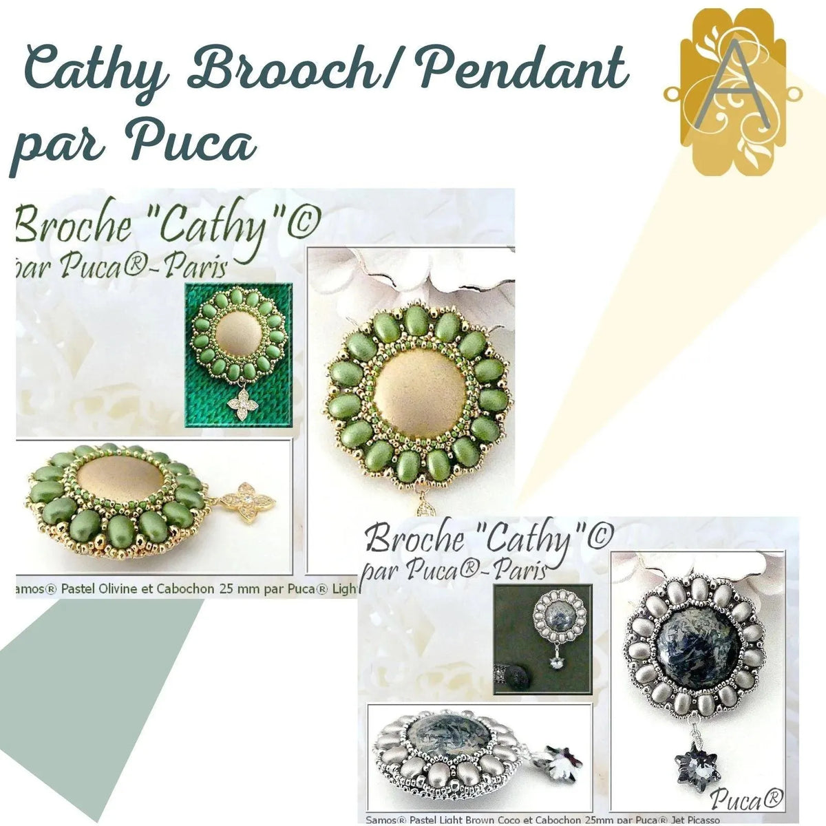 Cathy Pendant or Brooch Pattern par Puca - The Argus Collection