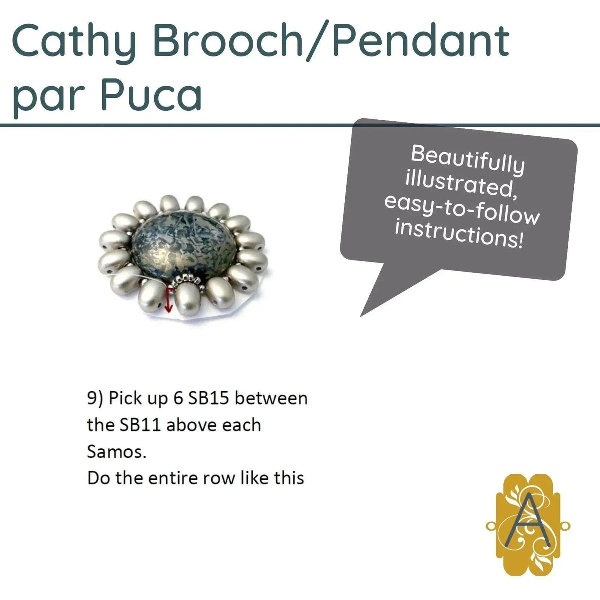 Cathy Pendant or Brooch Pattern par Puca - The Argus Collection