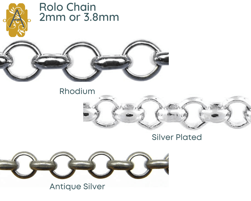 Rolo Euro Chain, 2mm or 3.8mm, 8 Finishes to Choose From - The Argus Collection