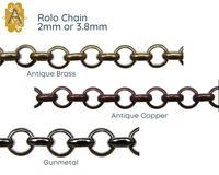 Rolo Euro Chain, 2mm or 3.8mm, 8 Finishes to Choose From - The Argus Collection