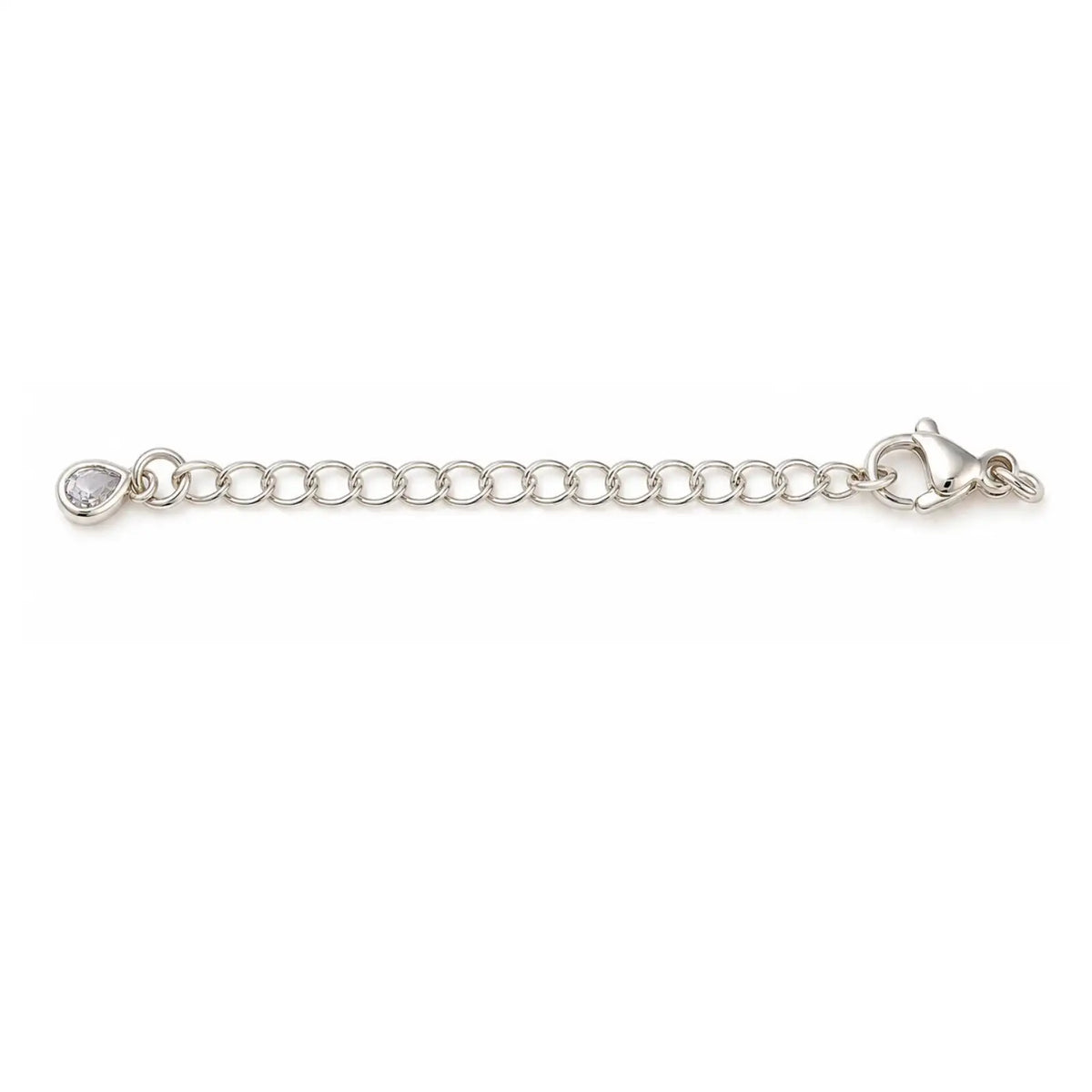 ChainExtenderwithCubicZirconiaTeardropCharm-Silver - The Argus Collection