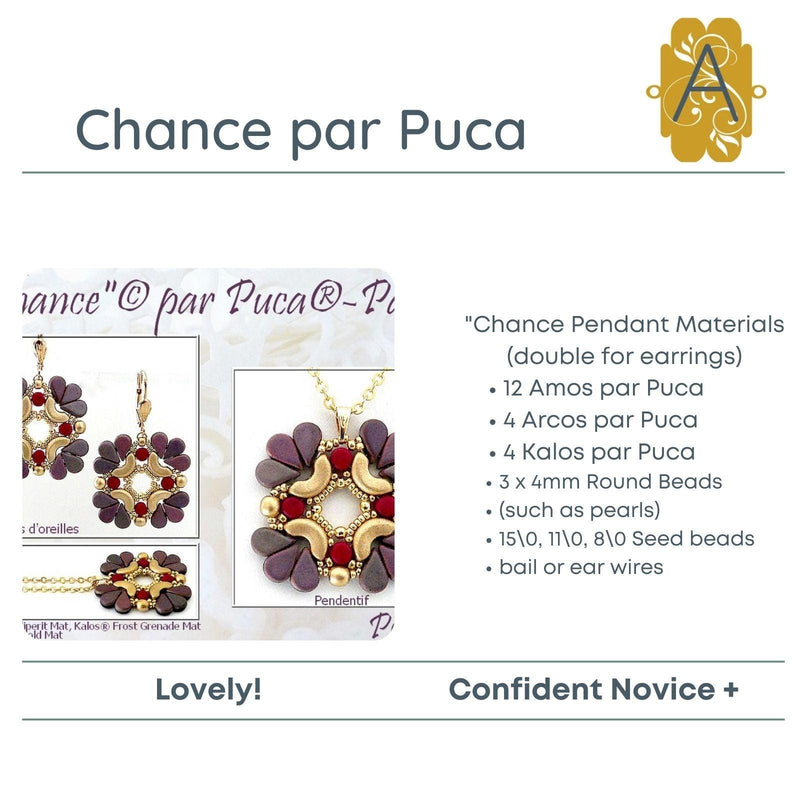 Chance Pendant and Earring Pattern par Puca - The Argus Collection