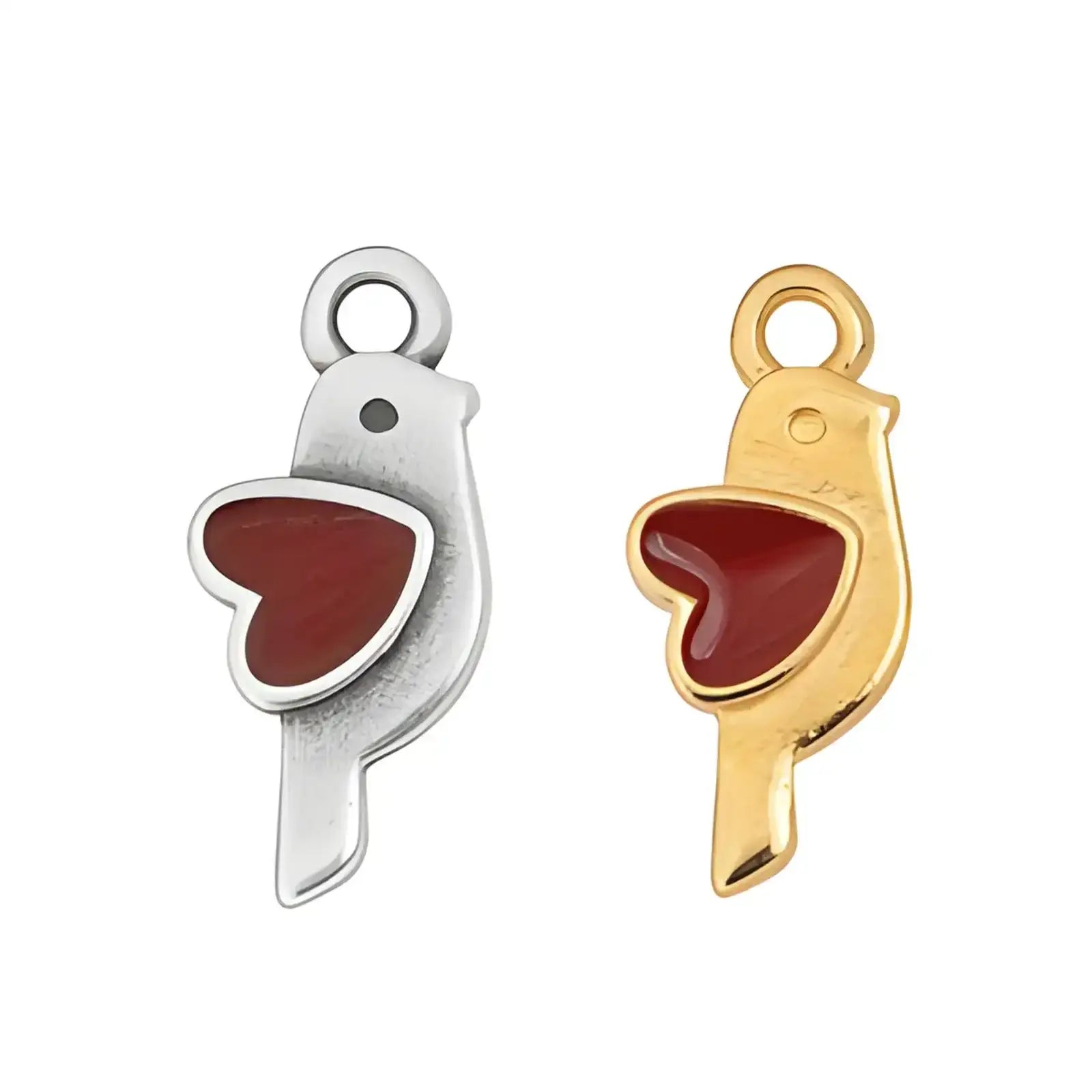 Cherry Heart Bird Pendant or Charm, 2 Pcs - The Argus Collection