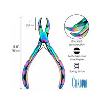 Chroma Series Bent Chain Nose Pliers measuring 5.5 inches long with 1-inch jaws, box joint construction and spring action