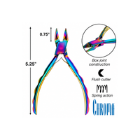 Chroma Series Flush Cutter measuring 5.25 inches long with 0.75 inch jaws, box-joint construction and spring-action handles