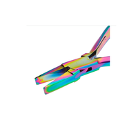 Close-up of Chroma Series Flat Nose Pliers showing smooth flat gripping jaws and rainbow titanium coating
