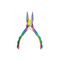 Chroma Series Flat Nose Pliers with rainbow titanium coating, smooth flat jaws and contoured handles on a white background