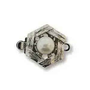 Pearl Hex 1-Strand Box Clasp with Austrian Crystal Pearl in 2 Finishes - The Argus Collection