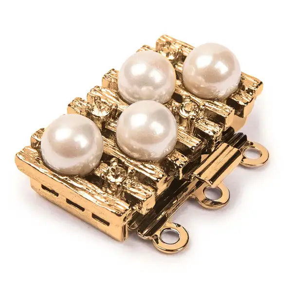 Claspgarten 3 strand clasp with pearls gold plate