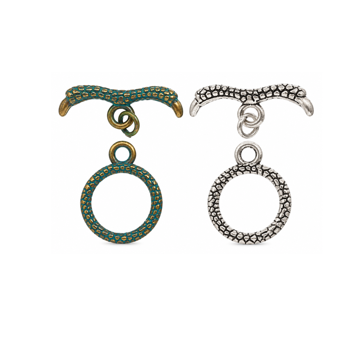 Claw Toggle Clasp in Patina and Antique Silver finishes for bracelet and necklace making