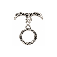 Claw Toggle Clasp in Antique Silver with textured round ring and curved toggle bar