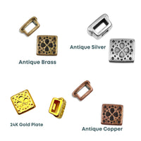 Clover Square Sliders for Leather or Cork, 5mm, 2 pcs & 10 pcs