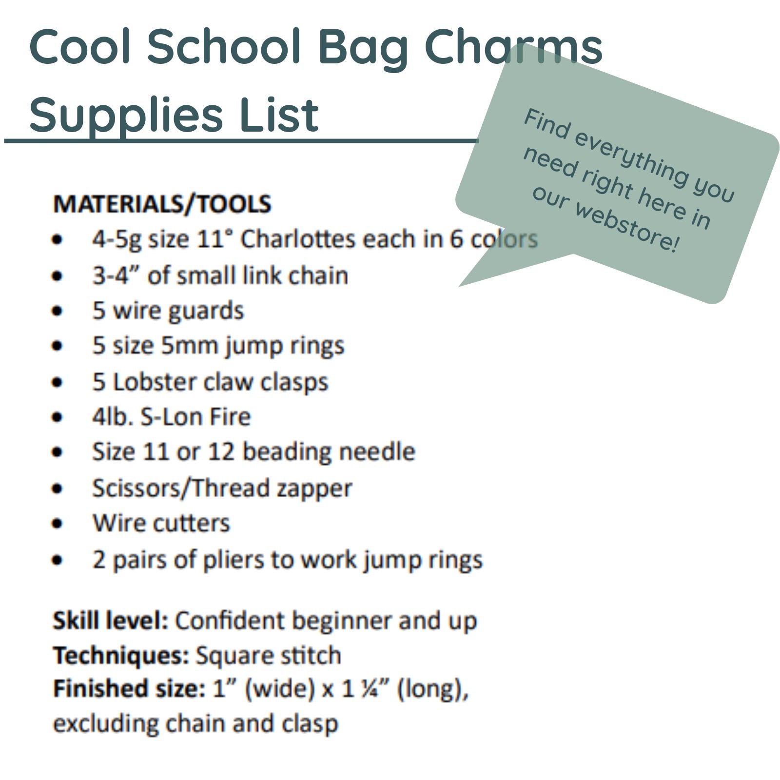 Cool School Bag Charms Pattern by Leslie A. Pope