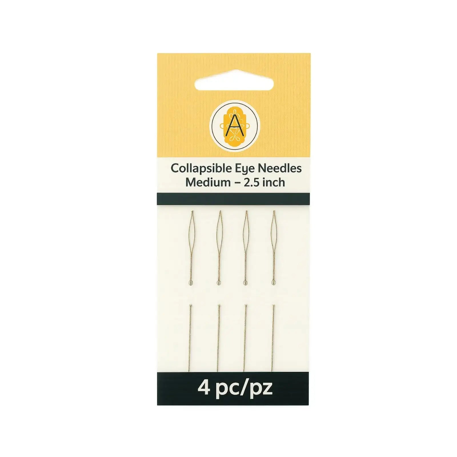 Argus Collapsible Eye Needles, 6.4mm (2.5"), 4 Pack
