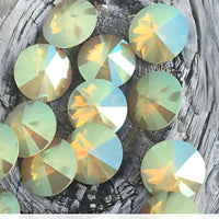 Brilliance Crystal Rivolis, 1122, 12mm, White Opal Verde - The Argus Collection