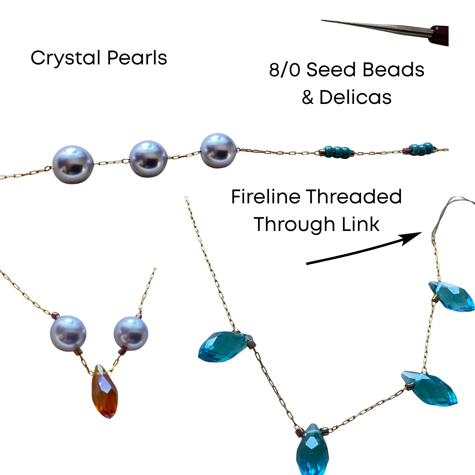 Fine Beading Chain, Stainless Steel, 8m. Gold or Silver