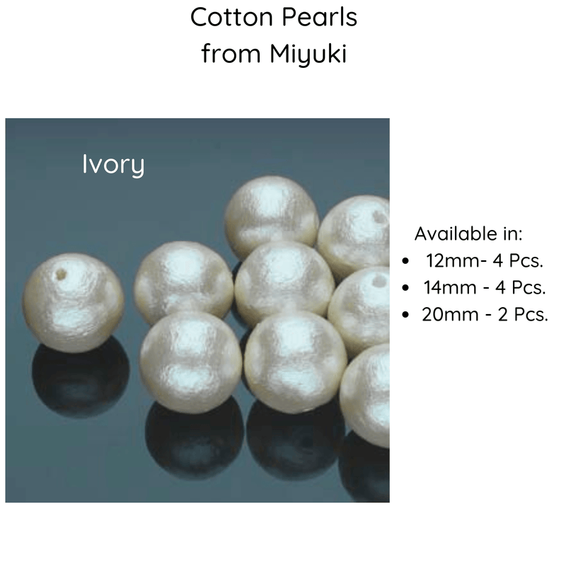 Cotton Pearls by Miyuki, White or Ivory, 12, 14 or 20mm - The Argus Collection