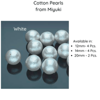 Cotton Pearls by Miyuki, White or Ivory, 12, 14 or 20mm - The Argus Collection