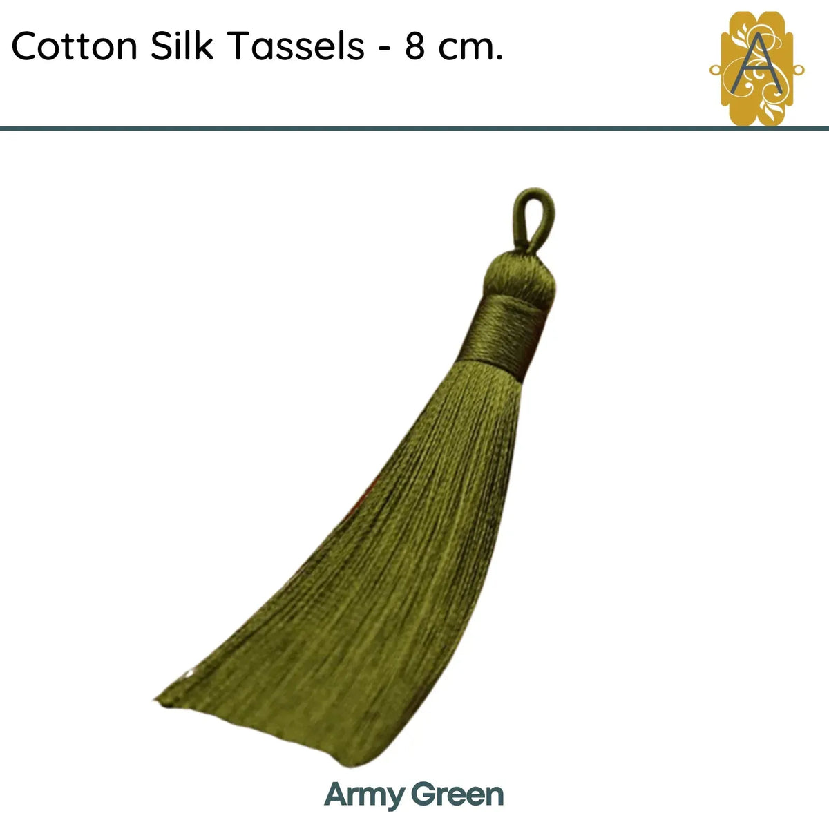 Cotton Silk Tassels - Greens 8 cm, 3 inches - 2 Pieces - The Argus Collection