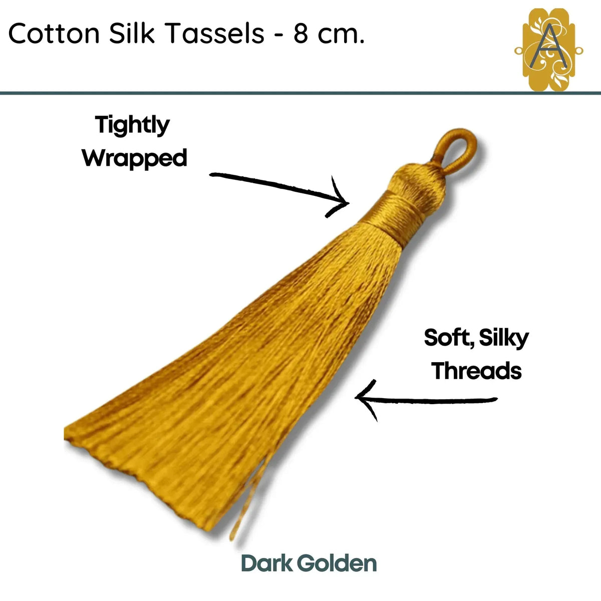 Cotton Silk Tassels - Golds 8 cm, 3 inches - 2 Pieces - The Argus Collection