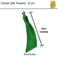 Cotton Silk Tassels - Greens 8 cm, 3 inches - 2 Pieces - The Argus Collection