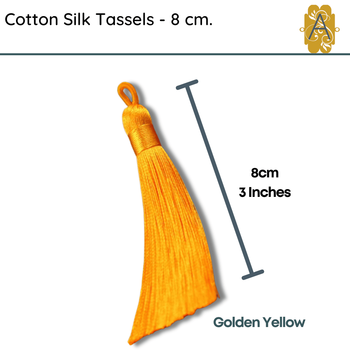 Cotton Silk Tassels - Golds 8 cm, 3 inches - 2 Pieces - The Argus Collection