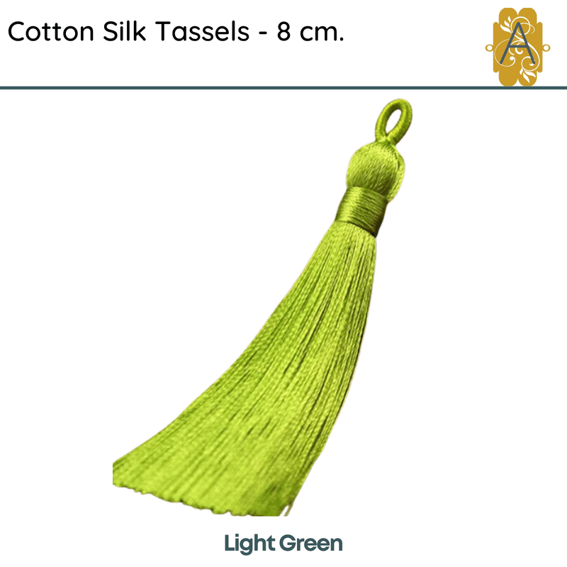 Cotton Silk Tassels - Greens 8 cm, 3 inches - 2 Pieces - The Argus Collection