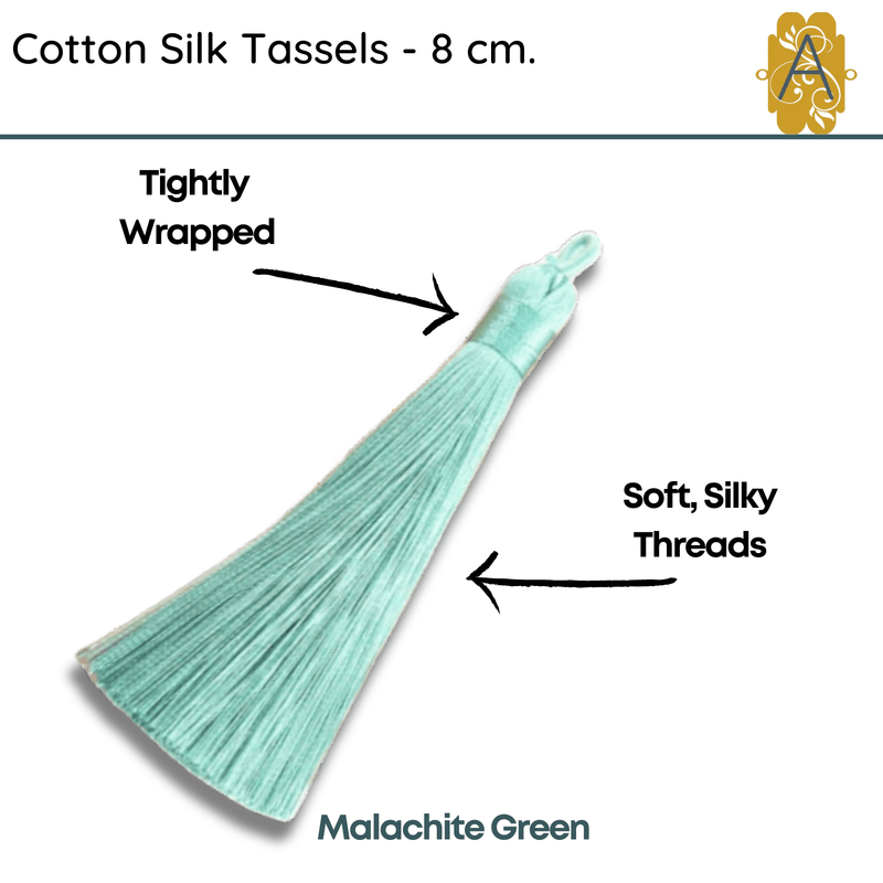 Cotton Silk Tassels - Greens 8 cm, 3 inches - 2 Pieces - The Argus Collection