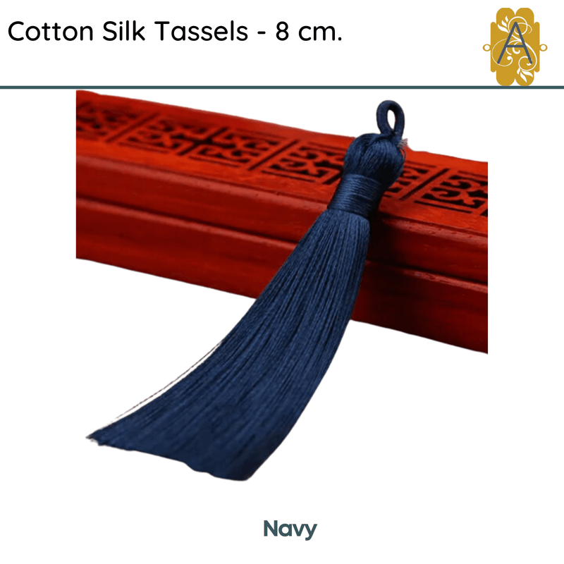 Cotton Silk Tassels- The Blues, 2 Pieces, 8 cm - The Argus Collection