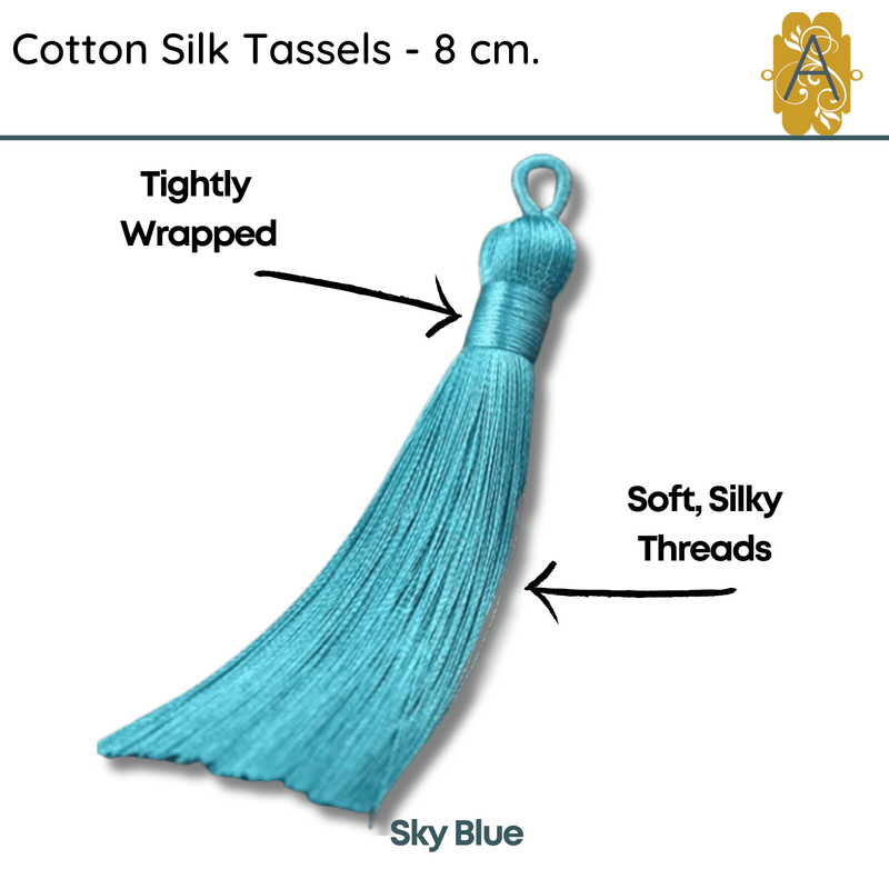 Cotton Silk Tassels- The Blues, 2 Pieces, 8 cm - The Argus Collection