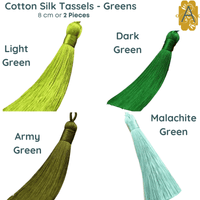 Cotton Silk Tassels - Greens 8 cm, 3 inches - 2 Pieces - The Argus Collection