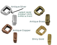 Crimp Bar Slider, for 3 or 5mm Flat Leather, 2 Pcs - The Argus Collection